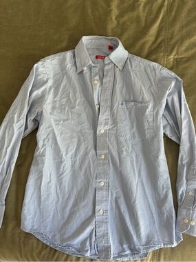 Izod Light Blue and White Pinstripe Dress Shirt